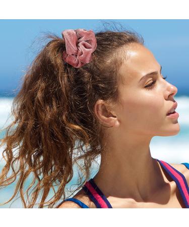 6PCS Large Velvet Scrunchies for Women - Ultra Soft and Textured Hair Ties in Neutral Pink - Hair Accessories for Girls and Women - Buy Online on SooperMarket.com