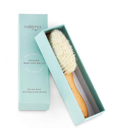 Natemia Wooden Baby Hair Brush - Soft Goat Bristles, Ideal for Newborns & Toddlers, Helps with Cradle Cap - Perfect Baby Registry Gift - Buy Online on SooperMarket.com