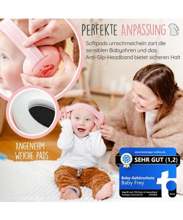 Buy Baby Frey Hearing Protection for Babies | Test Winner Noise Reduction Up to 23dB | Comfortable Baby Headphones with Non-Slip Band & Premium Carrying Bag | Pink - Buy Online on SooperMarket.com