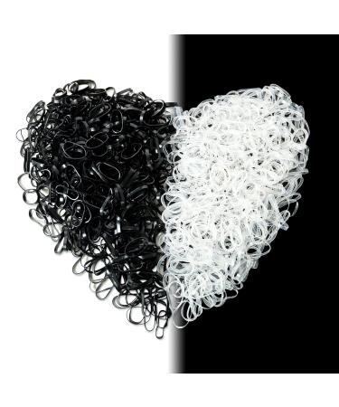 Hanyousheng Elastic Hair Bands 1000 Pcs Black/Clear Hair Elastic Bands Small Hair Bands Hair Rubber Bands for Braids Hair Bands for Women and Girls Hair Elastics Braiding Bands with Storage Bag 1000 Count (Pack of 1)