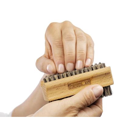 REMOS Double-Sided Hand & Nail Brush | Beech Wood with Natural Grey Bristles - Buy Online on SooperMarket.com