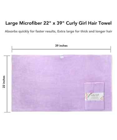 Curly Girl Large Microfiber Towel - 22 x 39 - Super Absorbent - Lavender - Buy Online on SooperMarket.com