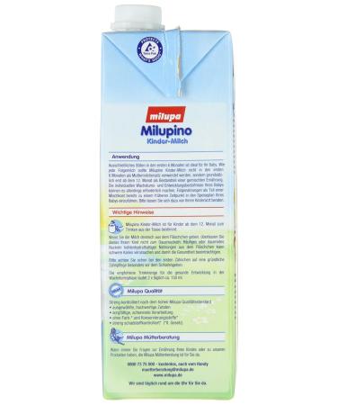 Buy Milupa Milupino Children's Milk 12 Months - Ready to Drink Pack of 12 (12 x 1L) - International Shipping - Buy Online on SooperMarket.com