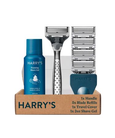Harry's Razors for Men Craft Edition Razor Set with 5 Razor Blade Refills 2 oz. Foaming Shave Gel and Travel Blade Cover