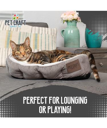 Pet Craft Supply Self-Warming Cat Bed for Indoor Cats - Machine Washable, Ultra Soft, Refillable Catnip Pouch - Grey - Buy Online on SooperMarket.com