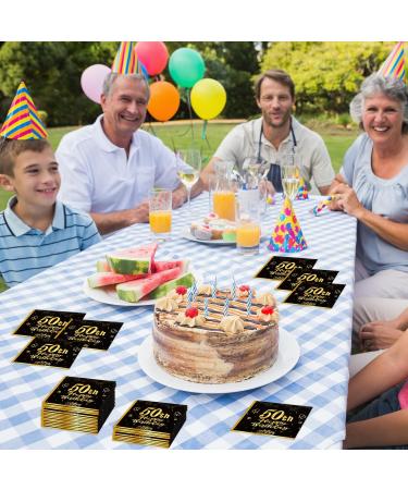40 Black Napkins for 50th Birthday | Gold Party Paper Napkins 33x33cm | Elegant Decoration for Men Women and Girls - Buy Online on SooperMarket.com