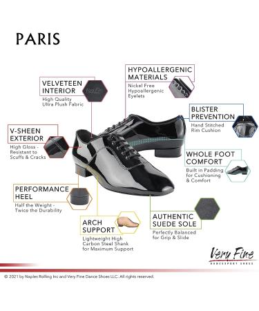 Men's Salsa Latin Tango Ballroom Waltz Dance Shoes - Size 8.5 Standard Black Patent - Buy Online on SooperMarket.com
