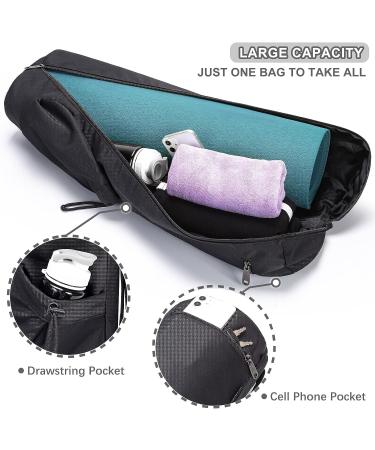 HAGUSU Waterproof Yoga Mat Bag with 2 Pockets, Adjustable Shoulder Strap - Black - Buy Online on SooperMarket.com