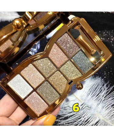 UIFCB Glitter Eyeshadow Palette - 10 Sparkling Colors | Highly Pigmented & Long Lasting Makeup Set in Gold (Type 6) - Buy Online on SooperMarket.com