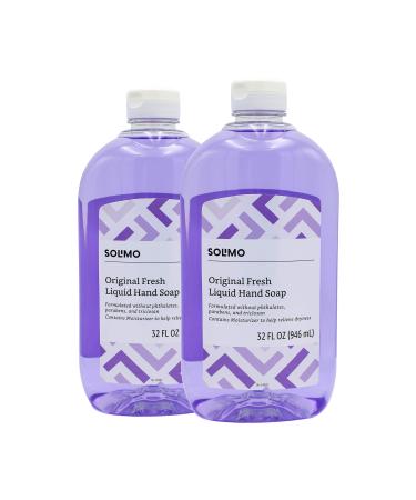Amazon Brand - Solimo Original Fresh Liquid Hand Soap, 32 Fluid Ounce (Pack of 2) 32 Fl Oz (Pack of 2)
