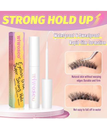Super Strong Hold Eyelash Glue - Clear Adhesive for Strip & Lash Extensions - Fast Drying Waterproof Long Lasting (5ml) - B-Eyelash Glue - Buy Online on SooperMarket.com