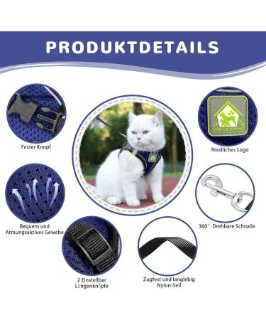 Adjustable Cat Dishes Break-In Set | Soft Inner Lining & Breathable Mesh for Cats & Puppies - Navy Blue (M) | International Shipping Available - Buy Online on SooperMarket.com