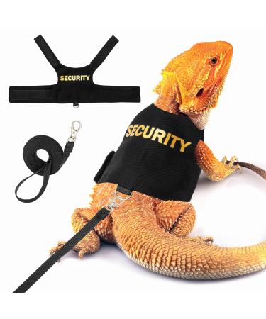 TUKOAW Bearded Dragon Harness and Leash Set - Escape Proof Adjustable Lizard Reptiles Harness with 5 ft Short Leash for Walking Outdoor