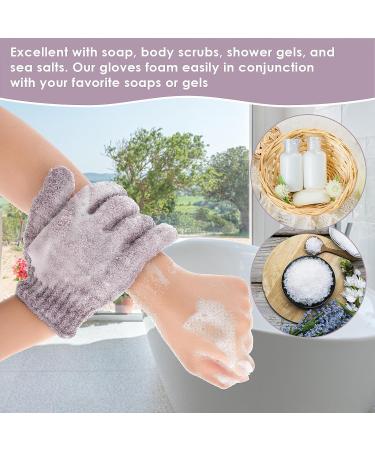 Sibba Exfoliating Gloves - Natural Loofah Bathing Gloves for Body and Face - Double Sided Shower Body Gloves - Dead Skin Remover - Purple - Buy Online on SooperMarket.com
