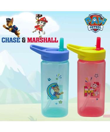 Paw Patrol Chase and Marshall 420ml Reusable Water Bottles for Kids | Set of 2 Silicon Straw Sipper Bottles | 6+ Months Square Bottles - Buy Online on SooperMarket.com