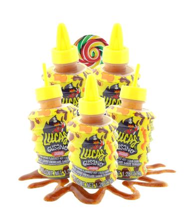 Tamarind Liquid Candy Authentic Mexican Gel Candies Sweet and Spicy Soft Treats 1.26 Ounces (Pack of 5) Lollipop Swirl Sticker Included