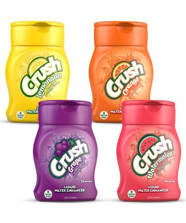 Crush, Summer Variety, Liquid Water Enhancer  New, Better Taste! (4 Bottles, Makes 96 Flavored Water Drinks)  Sugar Free, Zero Calorie Summer 1.62 Fl Oz (Pack of 4)
