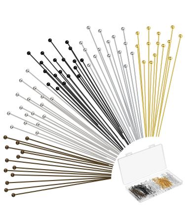 500 Pcs 2 Inch 50 mm Brass Head Ball Pins Eye pins for Jewelry Making Craft Earring Bracelet Jewelry Making Accessories Supplies (Gold  Silver  Bronze  White K  Black)
