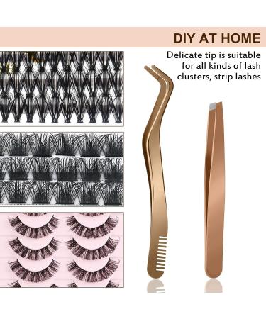 Gold Eyelash Applicator Tool Set for False Lash Clusters - 2 Pcs - Buy Online on SooperMarket.com