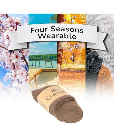 Cosyfeel Women Loose Diabetic Socks | 4-Pack Neuropathy Ankle Socks for Ladies | Super Soft Eco-Friendly Bamboo Material | Durable with Seamless Toe | Multicolour Patterns | 4 Seasons 7-9 1/2 HAZEL - Buy Online on SooperMarket.com