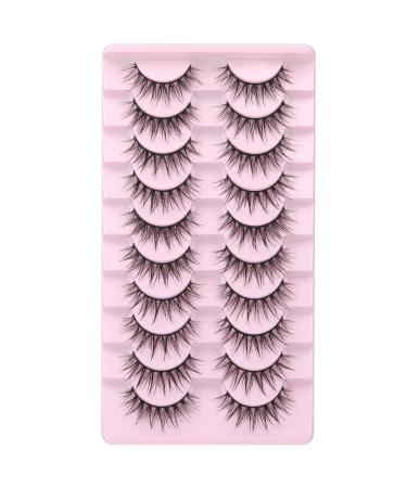 wiwoseo False Eyelashes Wet Lashes Spiky Manga Volume Eyelashes Natural Wispy Fluffy Lashes Natural Volume Faux Mink Lashes Cosplay Styles 16MM Fake Eyelashes 10 Pairs Pack