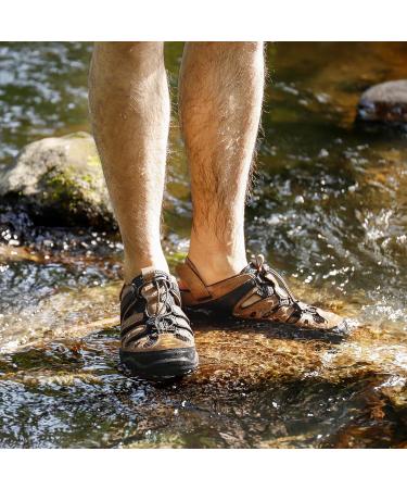 Outpro Men's Premium Sports Sandals - Waterproof Air Padding Hiking & Beach Sandals - EU Size 45 Black/Brown - Buy Online on SooperMarket.com