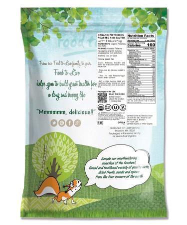 Organic California Pistachios 5 Pounds - Non-GMO Kosher In Shell Dry Roasted with Sea Salt - Bulk 5 LB - Buy Online on SooperMarket.com
