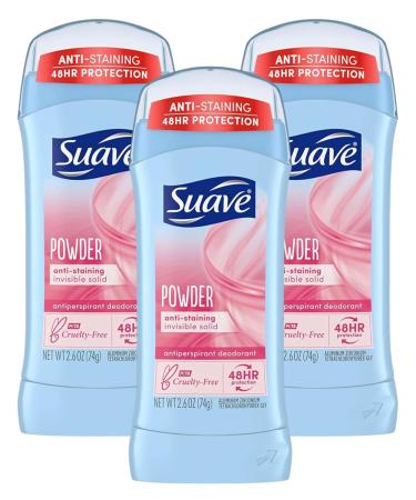 Suave Deodorant 2.6 oz 24HR Powder Invisible Solid (3 Pack) - Long-Lasting Odor Protection | International Shipping - Buy Online on SooperMarket.com