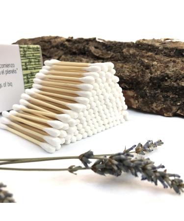 Eco-Friendly 600 Bamboo Cotton Swabs - 2 Packs of Biodegradable Vegan and Compostable Watt Sticks - Buy Online on SooperMarket.com