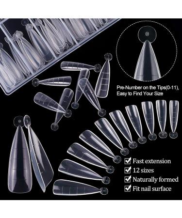 Kalolary Dual Nail Forms Set - 120PC Stiletto False Nail Tips & Pink Nail Clips with Dual-Ended Poly UV Gel Brush for Nail Art Extension - Buy Online on SooperMarket.com