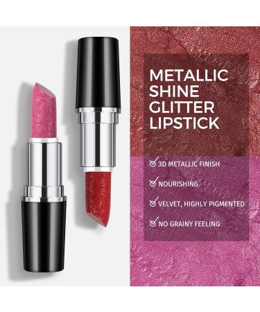 Anglicolor Metallic Glitter Lipstick - Pink Highly Pigmented Moisturising Lipstick (#15 VELOCITY) - Buy Online on SooperMarket.com