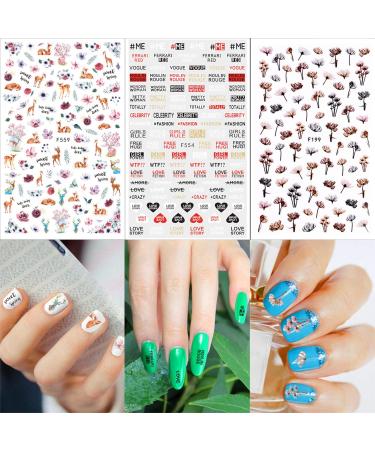 Konsait Mixed Nail Stickers (1200+ Designs) - Flower Animal/Fruit/Mermaid 3D Nail Art Decals for Women, Girls, Kids - Self-Adhesive Tips for Birthday Party Favors - Buy Online on SooperMarket.com
