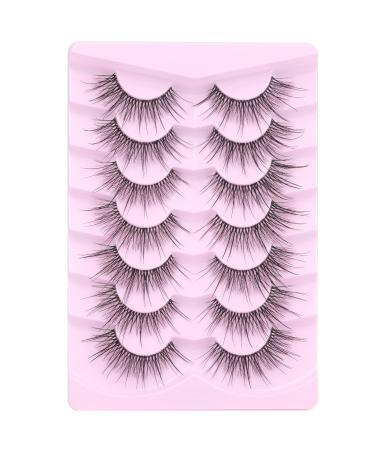 Geeneiya Wispy 3D Mink Lashes - Clear Band Cat Eye Look | Fluffy Reusable False Eyelashes | 7 Pairs I-Fairy Cross - Buy Online on SooperMarket.com