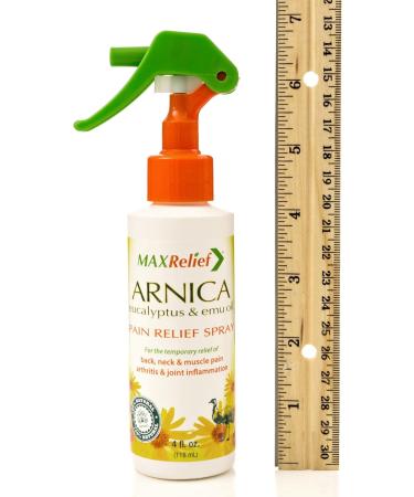 MaxRelief Arnica Pain Relief Spray - Australia's #1 - now available in Canada - Arnica Eucalyptus & Emu Oil - 4 oz - 3X times more Arnica than other Pain Sprays Chosen by Sufferers of Back Neck & Muscle Pain & Reduces Arthritis Pain & Joint Inflammation - Buy Online on SooperMarket.com