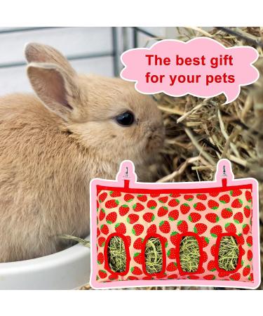 2 Pieces Rabbit Hay Bag Small Animals Hay Feeder Bag Hanging Feeding Storage Guinea Pig Hanging Feeder Sack with 4 Holes for Small Pets Rabbit Bunny Hamster Guinea Pig (Pineapple Strawberry) - Buy Online on SooperMarket.com