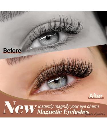 Magnetic Eyelashes Natural Look Reusable Magnetic Lashes with Applicator 3D Magnetic False Eyelashes without Eyeliner Wispy Fluffy Magnetic Lashes No Glue or Liner Needed (1 Pair Natural) - Buy Online on SooperMarket.com
