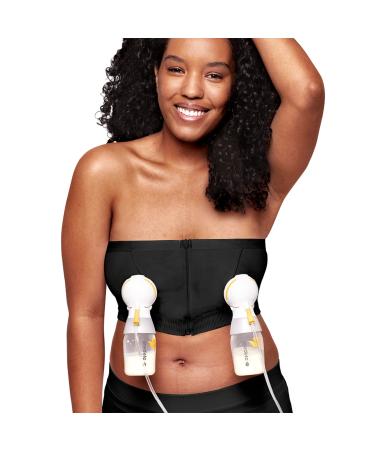 Medela Hands Free Pumping Bustier Easy Expressing Pumping Bra with Adaptive Stretch Black XL