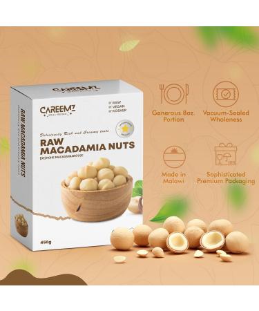 CAREEMZ Raw Macadamia Nuts (Unflavoured) - Malawi's Finest Gourmet Snack, Nutritious, Keto Friendly, Vacuum Sealed for Freshness - 450g - Buy Online on SooperMarket.com