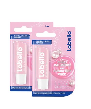 Nivea Labello Pearly Shine (2 x 5.5 ml) lip balm enriched with natural oils and shiny pigments lip care long -lasting moisture for 24 hours Pearly 5.5 ml (2 pack)