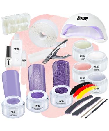 ND24 NAILDESIGN-Geln gel Starter Set Premium with Pick-up gel assembly gel French gel sealing gel LED lamp & accessories + very Perry GELE-Complete set for beginners-GEL MADE in Germany Starter Set Premium + Very Perry GELE