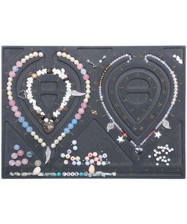 PP OPOUNT Wooden Jewelry Design Board, Flocked Bead Board for Jewelry Making, Solid Wood with Flocked Bead Measuring Board, Design Boards for Bracelets, Necklaces Making