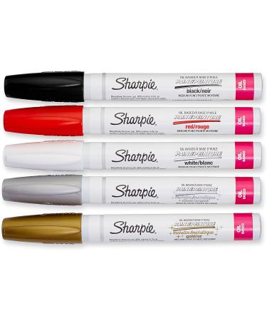 Sharpie Oil-Based Paint Markers 5 Count - Medium & Metallic Colors for Rock Painting - Buy Online on SooperMarket.com