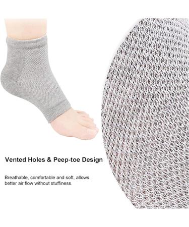 Aokbean Heel Socks - 2 Pairs Moisturizing Gel Socks for Dry Cracked Skin | Open Tip Silicone Foot Care for Men & Women (Black + Gray) - Buy Online on SooperMarket.com