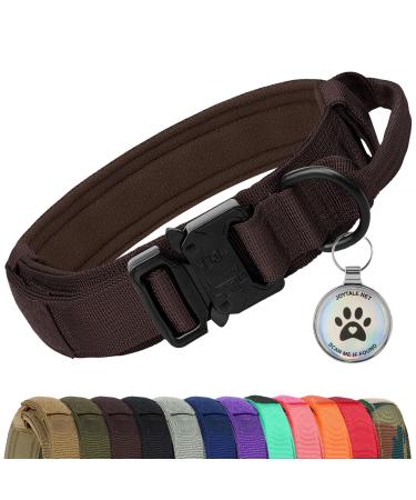 Joyal tactical dog collar |Dog collar with handle |Dog collar medium -sized dogs with QR code dog brand brown m m brown