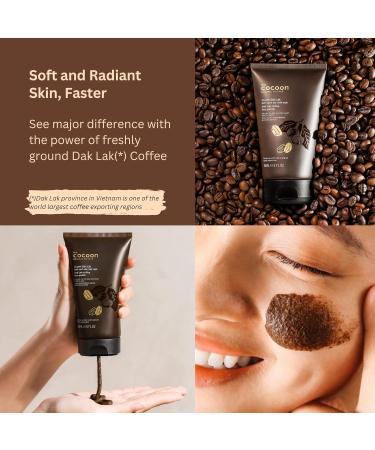 Cocoon Dak Lak Coffee Face Polish - 100% Vegan Exfoliating Scrub with Cocoa Butter & Safflower Oil for Smooth Glowing Skin | Anti Blackheads Enlarged Pores Wrinkles & Fine Lines - 5.07 fl oz - Buy Online on SooperMarket.com