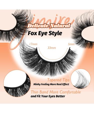JIMIRE Fluffy Eyelashes Natural Look Cat Eye Russian Strip D Curl Lashes Look Like Eyelash Extensions Wispy Fox Eye Fake Eyelashes 7 Pairs Pack V - Buy Online on SooperMarket.com
