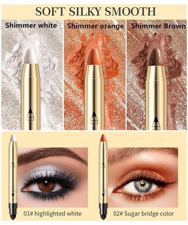 Go Ho White Highlighter Cream-to-Powder Eyeshadow Stick - Shimmer White 01 - Buy Online on SooperMarket.com
