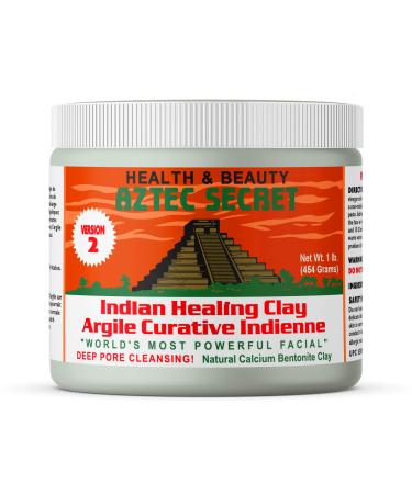 Aztec Secret - Indian Healing Clay 1 lb. (454 Grams) - Deep Pore Cleansing Facial & Body Mask - The Original 100% Natural Calcium Bentonite Clay - New Version 2