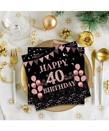 40 Rose Gold Napkins - 40th Birthday Party Decor | 33x33cm Paper Napkins for Men & Women - Buy Online on SooperMarket.com