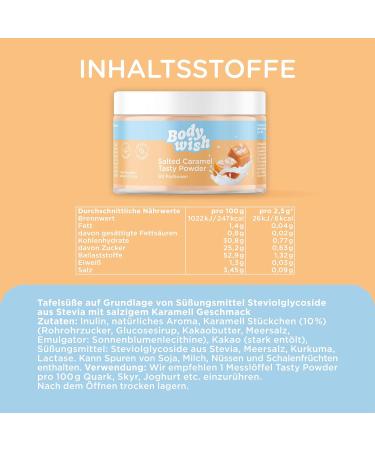 Bodywish Salted Caramel Tasty Powder - Low-Calorie Sugar Substitute | 3 x 150g Natural Flavor - Buy Online on SooperMarket.com